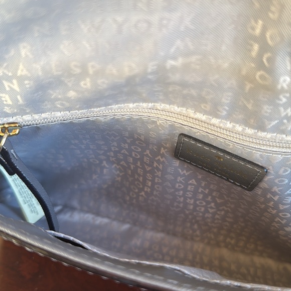 KATE SPADE♠️New York "Alek" TIDEN PLACE🩶CLIFF GREY🩶SAFFIANO LEATHER BAG🌟EUC🌟 - Picture 13 of 17